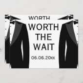 Die warte schwarz-weiße Gay Hochzeit Save The Date (Vorne/Hinten)