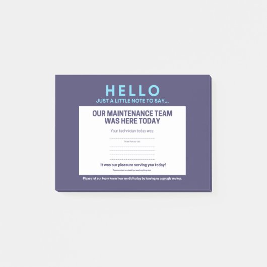 "Die Wartung war da" Post-it Klebezettel (Vorderseite)