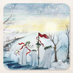 Die Wassailing-Geister Rechteckiger Pappuntersetzer