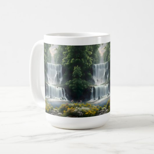Die Wasserfall-Landschaft Kaffeetasse (Vorderseite Links)