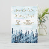 Die Wasserfarbe des Blauen Waldes Save the Date Einladung (Stehend Vorderseite)