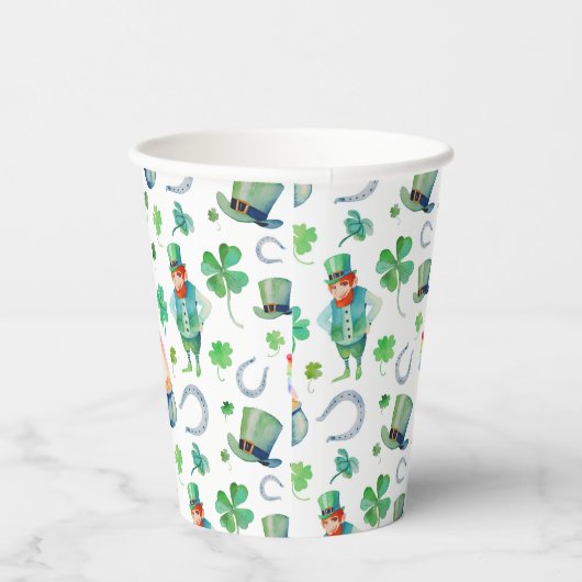Die Wasserfarbe St. Patrick's Day Pattern Pappbecher (Rechts)