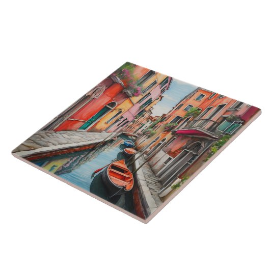 Die Wasserfarbenstraße in Venedig Fliese (Seite)