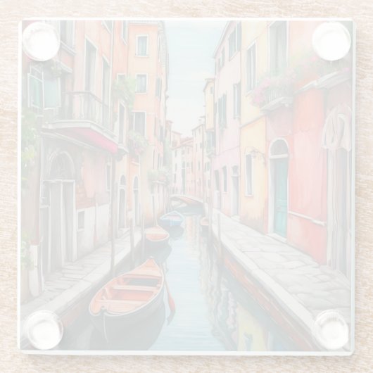 Die Wasserfarbenstraße in Venedig Glasuntersetzer (Rückseite)