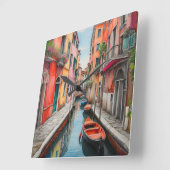 Die Wasserfarbenstraße in Venedig Quadratische Wanduhr (Winkel)