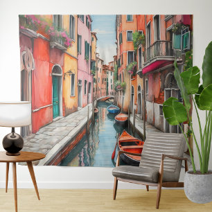 Die Wasserfarbenstraße in Venedig Wandteppich