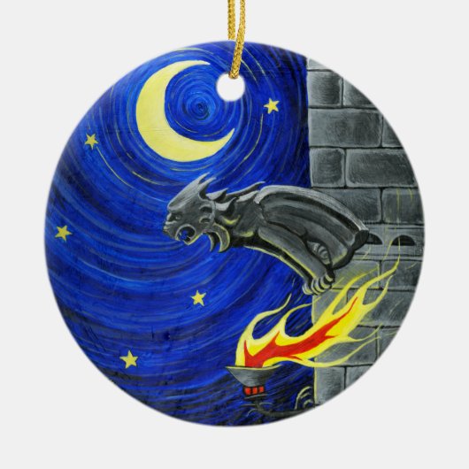 Die Wasserspeier-Baum-Verzierung Keramik Ornament (Vorne)