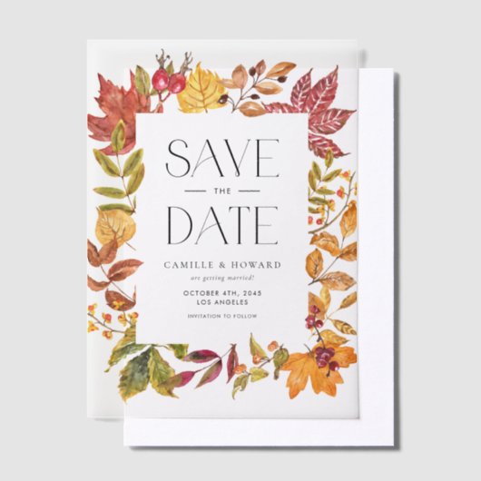 Die Waterfarbe lässt Rahmen Save the Date fallen Pergament Einladungen (Versetzt)