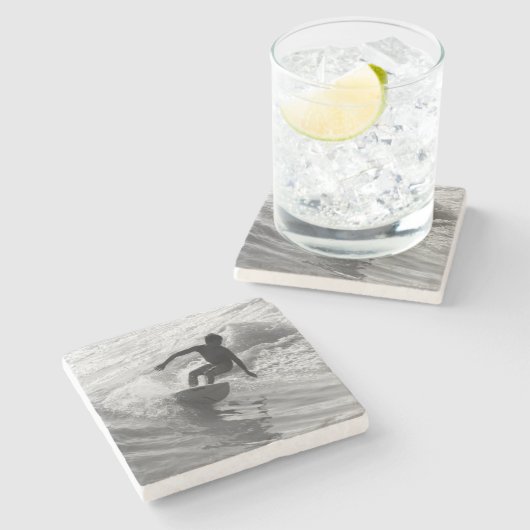 Die Wave Graustufen reiten Steinuntersetzer (Seitenansicht)