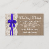 Die Website der rustikalen Blue Bow Wedding Collec Begleitkarte (Vorderseite)
