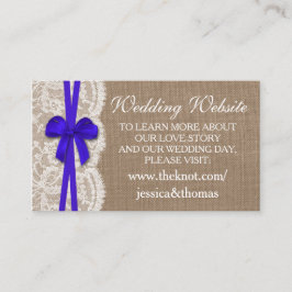 Die Website der rustikalen Blue Bow Wedding Collec Begleitkarte