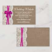 Die Website der rustikalen rosa Bow Wedding Collec Begleitkarte (Vorne/Hinten)