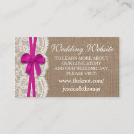 Die Website der rustikalen rosa Bow Wedding Collec Begleitkarte