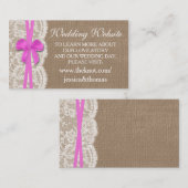 Die Website der rustikalen rosa Bow Wedding Collec Begleitkarte (Vorne/Hinten)