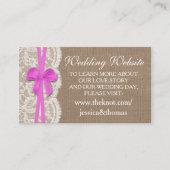 Die Website der rustikalen rosa Bow Wedding Collec Begleitkarte (Vorderseite)
