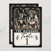 DIE WEDD Tarot Skelette Hochzeitsszene Tischnummer (Vorne/Hinten)