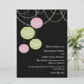 die Wedding 6x8 rosa u. Grünbuch-Laternen laden Einladung (Stehend Vorderseite)