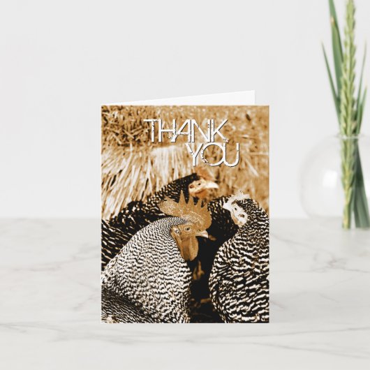 Die Wedding Sepia-Ton-Hühner danken Ihnen Karten (Vorderseite)