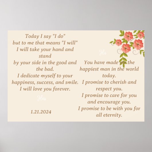 DIE WEDDING VOW-ANZEIGE IN BOHO FLORAL DESIGN POSTER (Vorne)
