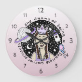 Die weibliche Girl Prinzessin Galaxy Dream Doodle  Große Wanduhr (Vorderseite)