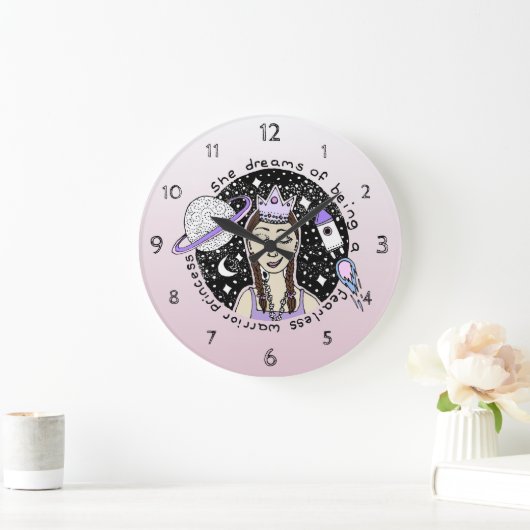 Die weibliche Girl Prinzessin Galaxy Dream Doodle  Große Wanduhr (Zuhause)