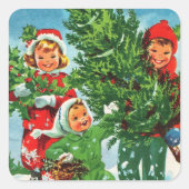 Die Weihnachtsbaum-Sticker bekommen Quadratischer Aufkleber (Vorderseite)
