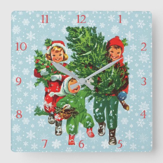 Die Weihnachtsbaum-Uhr Quadratische Wanduhr (Vorderseite)