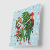 Die Weihnachtsbaum-Uhr Quadratische Wanduhr (Winkel)
