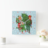 Die Weihnachtsbaum-Uhr Quadratische Wanduhr (Zuhause)