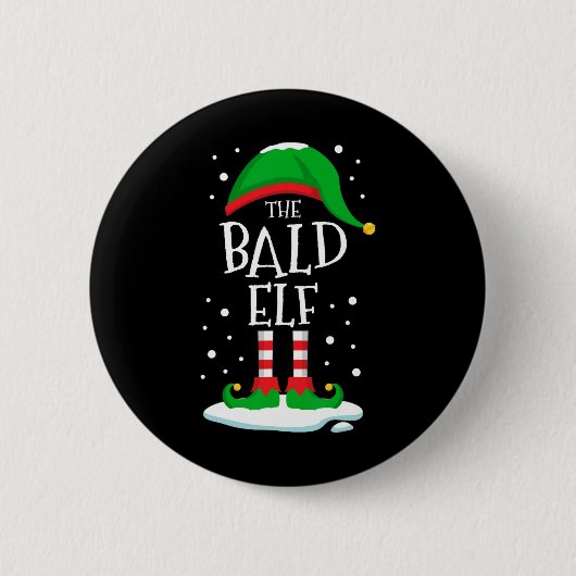 Die Weihnachtsfamilie Bald Elf passt zur Xmas-Grup Button (Vorderseite)