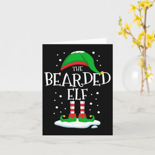 Die Weihnachtsfamilie der bärtigen Elf, die Weihna Karte (Gelbe Blume)