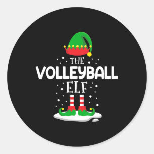 Die Weihnachtsfamilie der Volleyball-Elf passt zu Runder Aufkleber