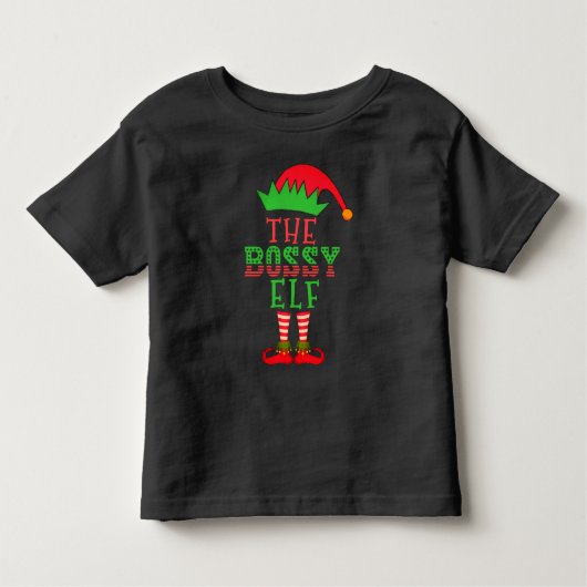 Die Weihnachtsfamilie des Bossy Elf passt Pajama T Kleinkind T-shirt (Vorderseite)