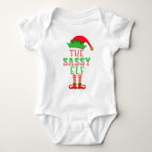 Die Weihnachtsfamilie des Sassy Elf passt Pajama Baby Strampler (Vorderseite)