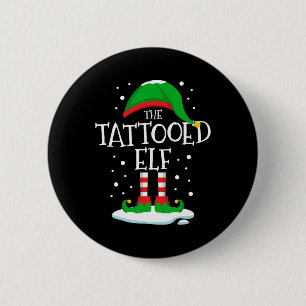 Die Weihnachtsfamilie des Tattooed Elf, die zu Wei Button