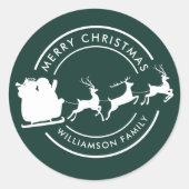 Die Weihnachtsfamilie heißt Santa Green Custom Runder Aufkleber (Vorderseite)