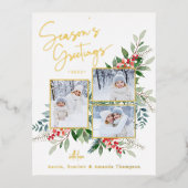 Die Weihnachtsfeier Gold Foil Holiday Postkarte (Vorderseite)