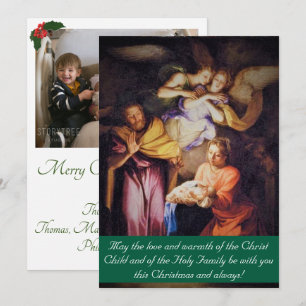 Die Weihnachtsfotografie der Geburt Christi Feiertagskarte