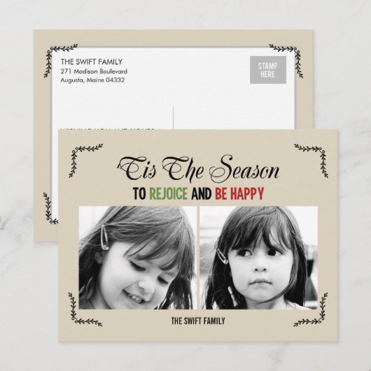 Die Weihnachtsfotokarte Postkarte (Vorne/Hinten)
