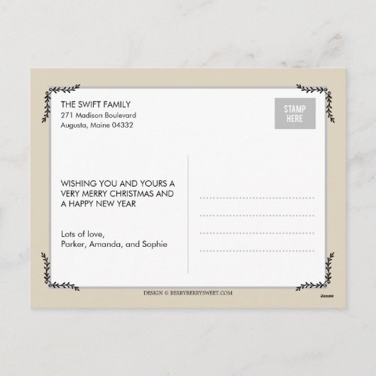 Die Weihnachtsfotokarte Postkarte (Rückseite)