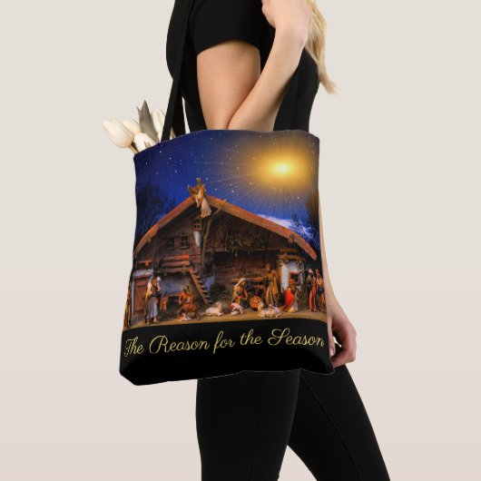 Die Weihnachtsgeschichte Krippenszene Tasche (Von Nahem)
