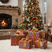 Die Weihnachtsgeschichte - rotes Umschlagpapier Geschenkpapier