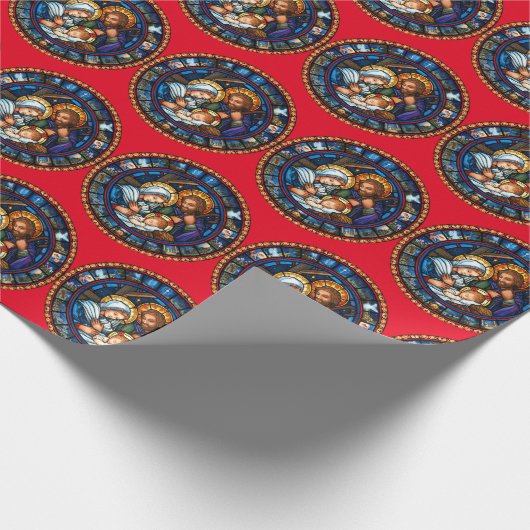 Die Weihnachtsgeschichte - rotes Umschlagpapier Geschenkpapier (Ecke)