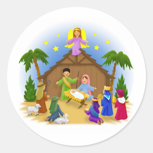 Die Weihnachtsgeschichte Runder Aufkleber (Vorderseite)