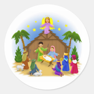 Die Weihnachtsgeschichte Runder Aufkleber
