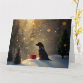 Die Weihnachtskarte eines Hundes im Winter Karte (Gelbe Blume)