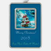 Die Weihnachtskunst des Baumes PERSONALISIERT Rahmen-Ornament Silber (Vorderseite)
