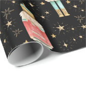 Die Weihnachtsnachtsnacht der goldenen Sterne Geschenkpapier (Rolleneckpunkt)
