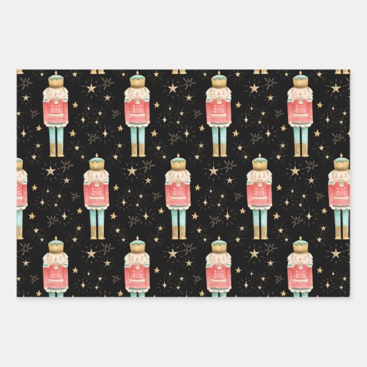 Die Weihnachtsnachtsnacht der goldenen Sterne Geschenkpapier Set (Vorderseite)