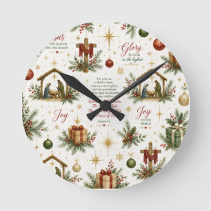 Die Weihnachtsnativität In Erinnerung an die Geb Runde Wanduhr
